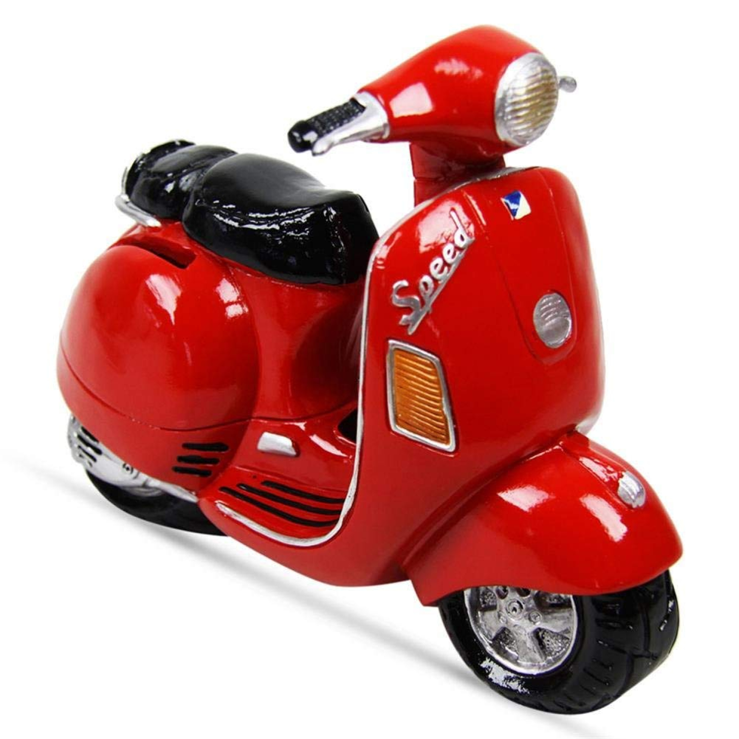 Die geniale feuerrote Spardose Motorroller