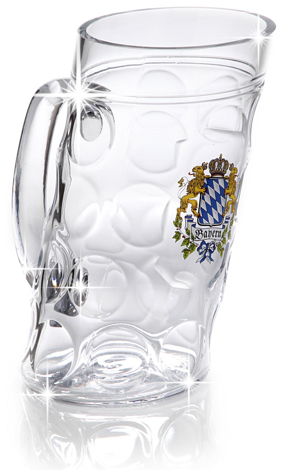 Beschwipste Mass mit Bayernwappen - Schiefer bayerischer Masskrug aus Kristallglas