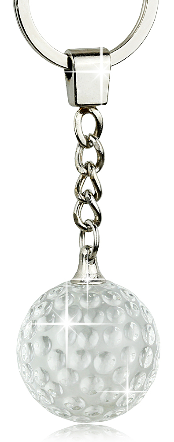 Schlüsselanhänger Golfball aus Glas in schöner Geschenkbox