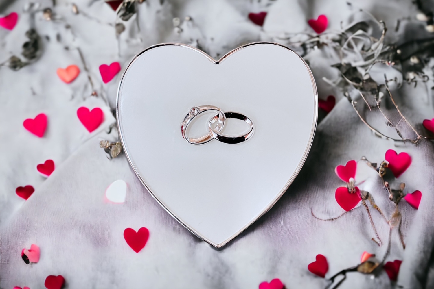Schmuckdose Herz mit Ringen-Ringdose zur Hochzeit,