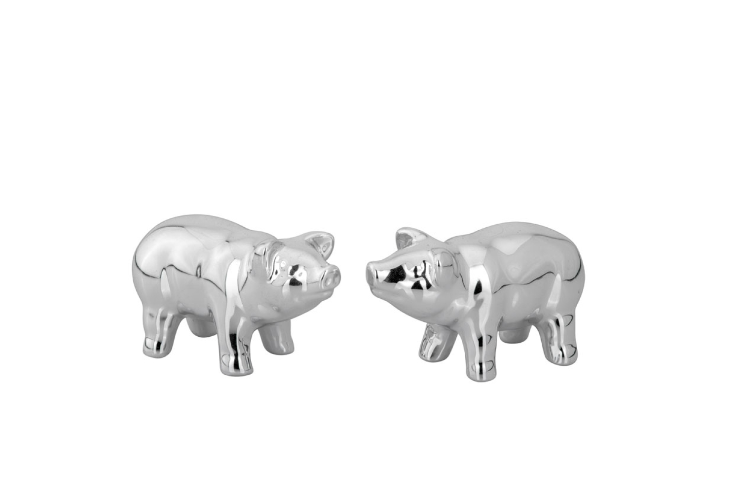 2 versilberte Glücksschweine im Geschenkset