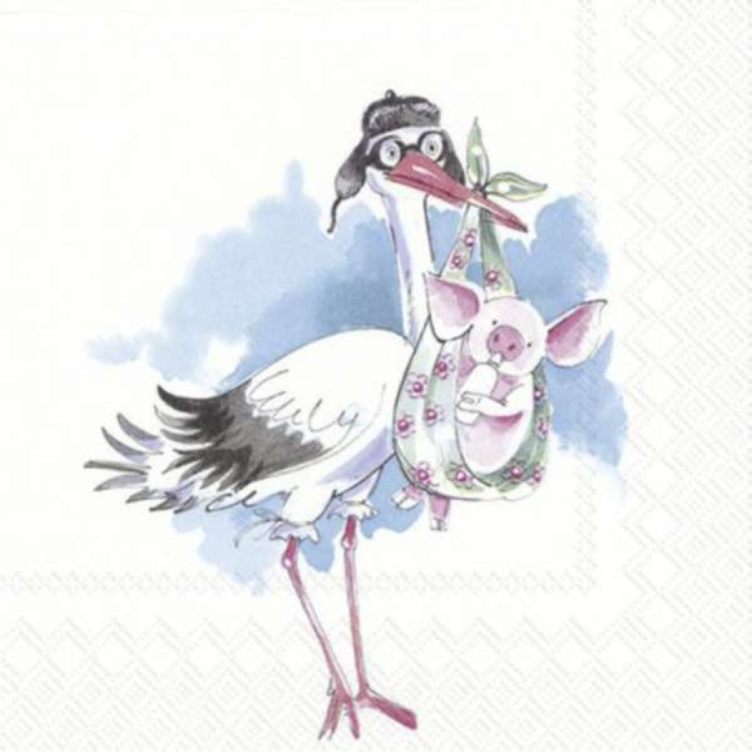 Servietten zur Taufe mit Storch Blau - Piggy New Baby von IHR