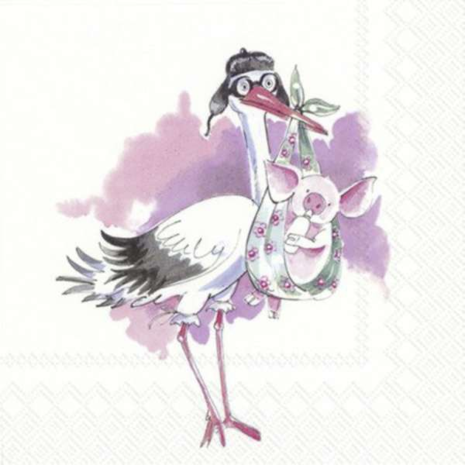 Servietten zur Taufe mit Storch Rosa - Piggy New Baby von IHR