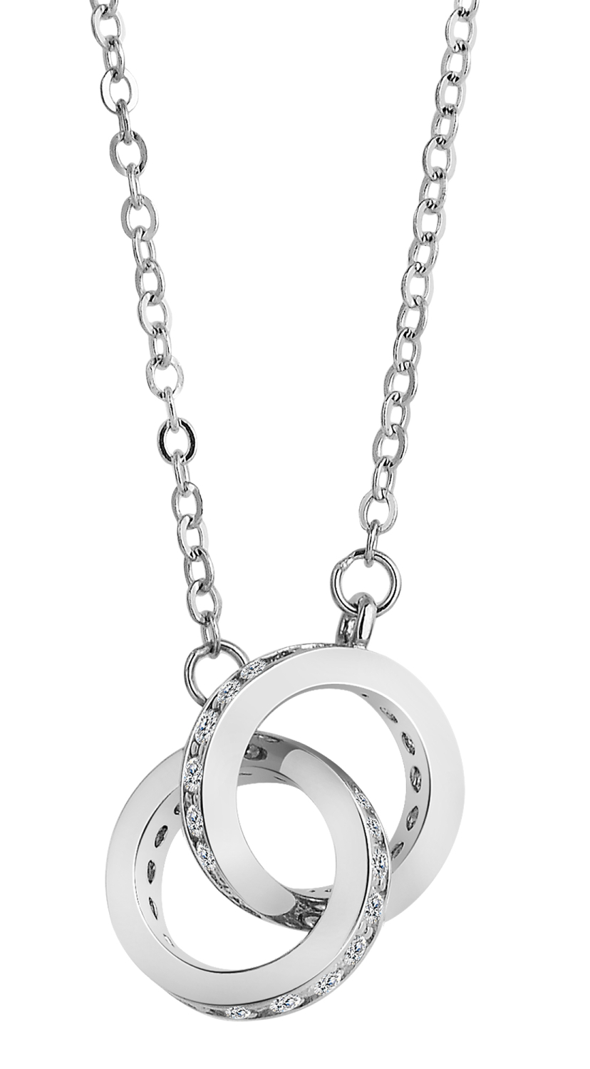 Damenhalskette Tied Together - Silberkette mit Doppelanhänger, Echt Silber 925 rhodiniert
