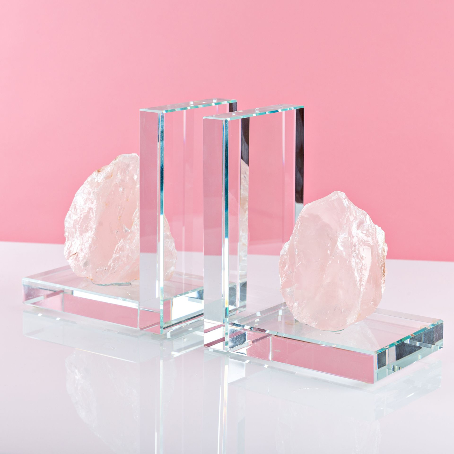 Die edlen Buchstützen Rosenquarz, Stein Buchstützen, Edle Dekoration