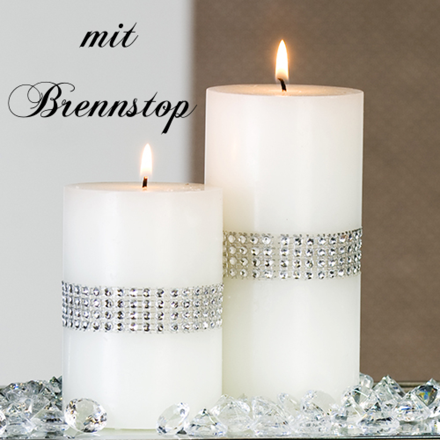 Die edle Stumpenkerze Diamant mit Strass 14cm