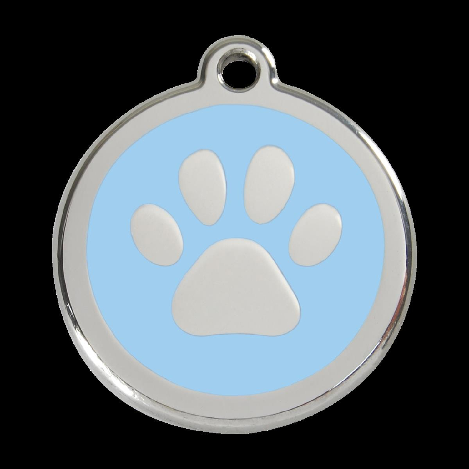 Edelstahl Hundemarke von Red Dingo - Tieranhänger Hellblau mit Pfote- Gr.M- Tiermarke incl. Gravur