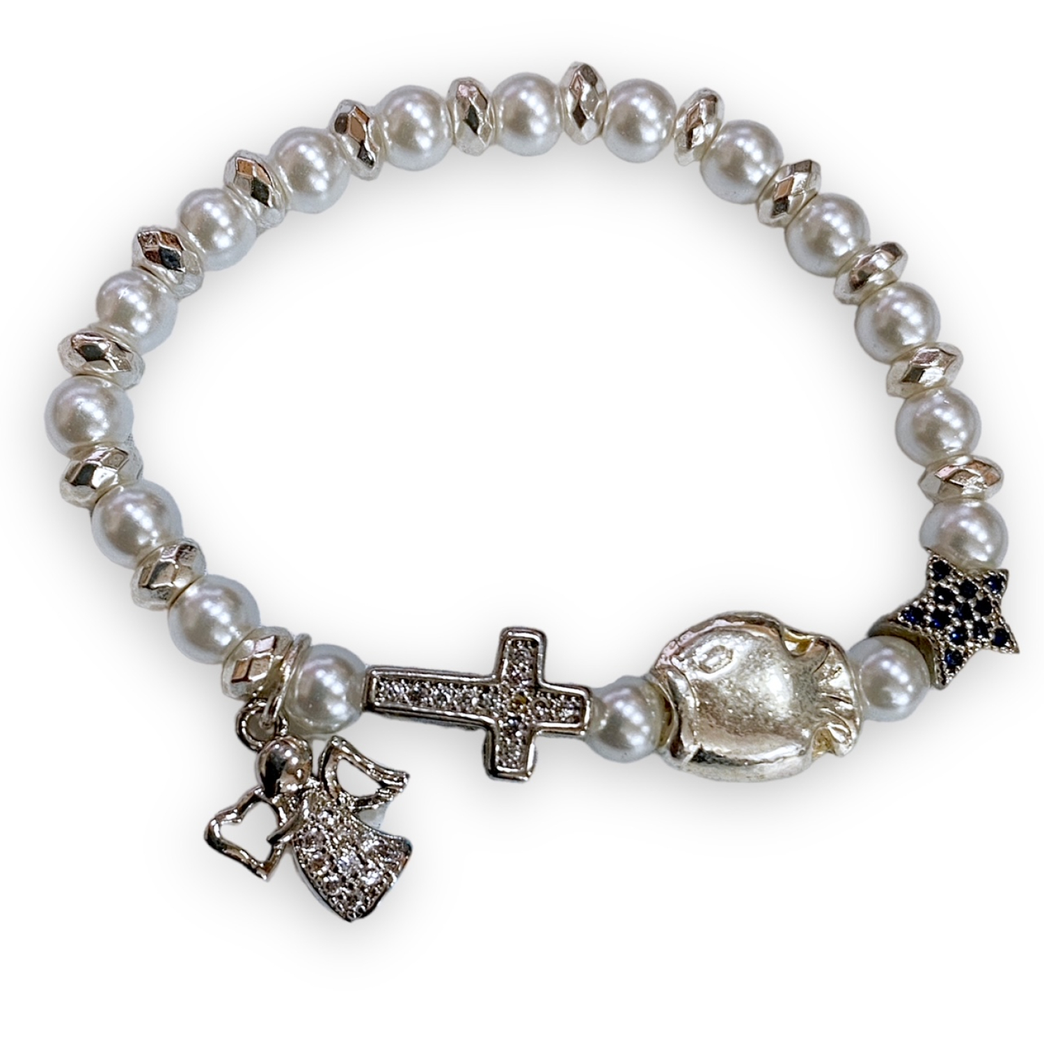 Geschenkset zur Taufe für Buben - Hellblau - Taufengel und Armband
