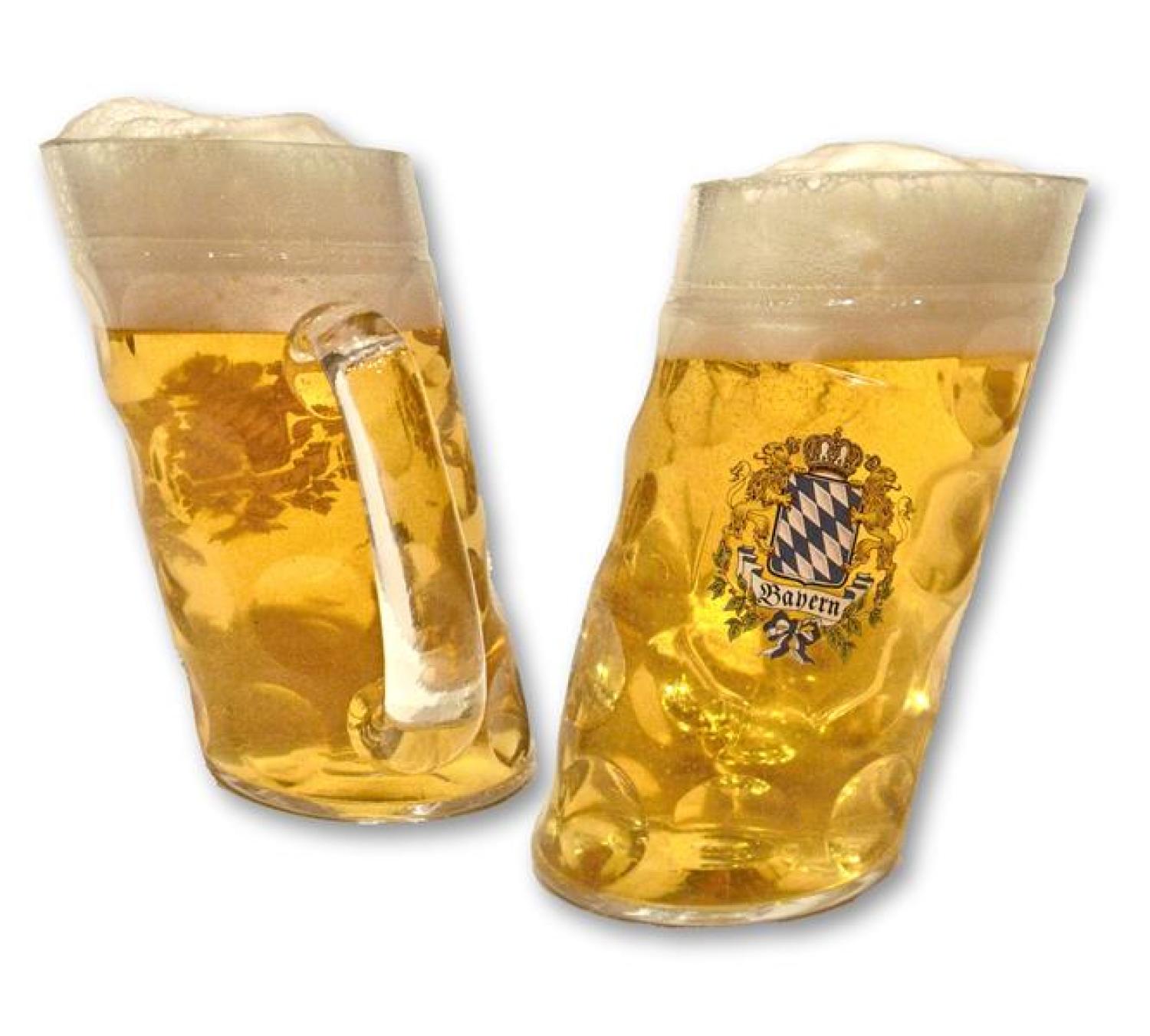 Beschwipste Mass mit Bayernwappen - Schiefer bayerischer Masskrug aus Kristallglas