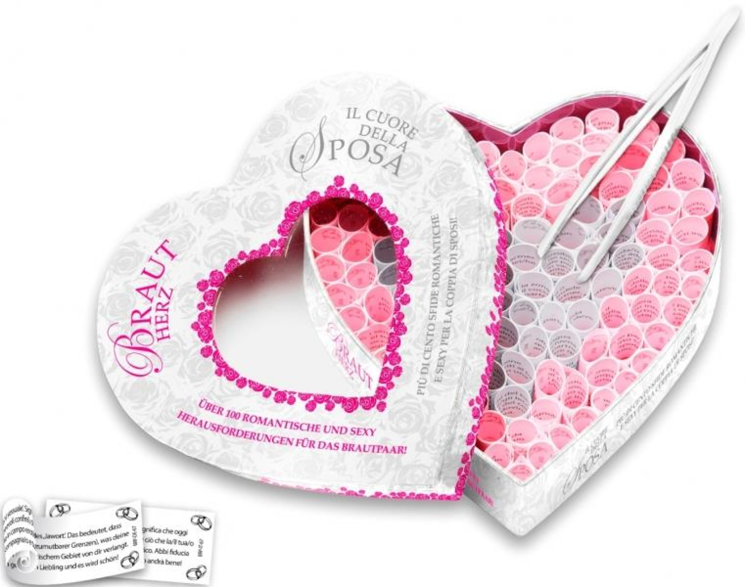 Das geniale Partnerspiel Braut - Herz mit Losen 