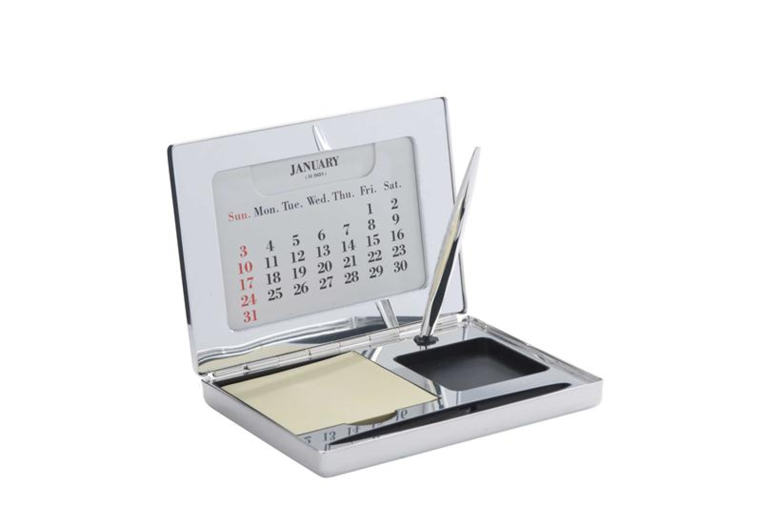 Das versilberte Schreibtischset - Geschenkset, Kugelschreiber mit Haftnotizhalter