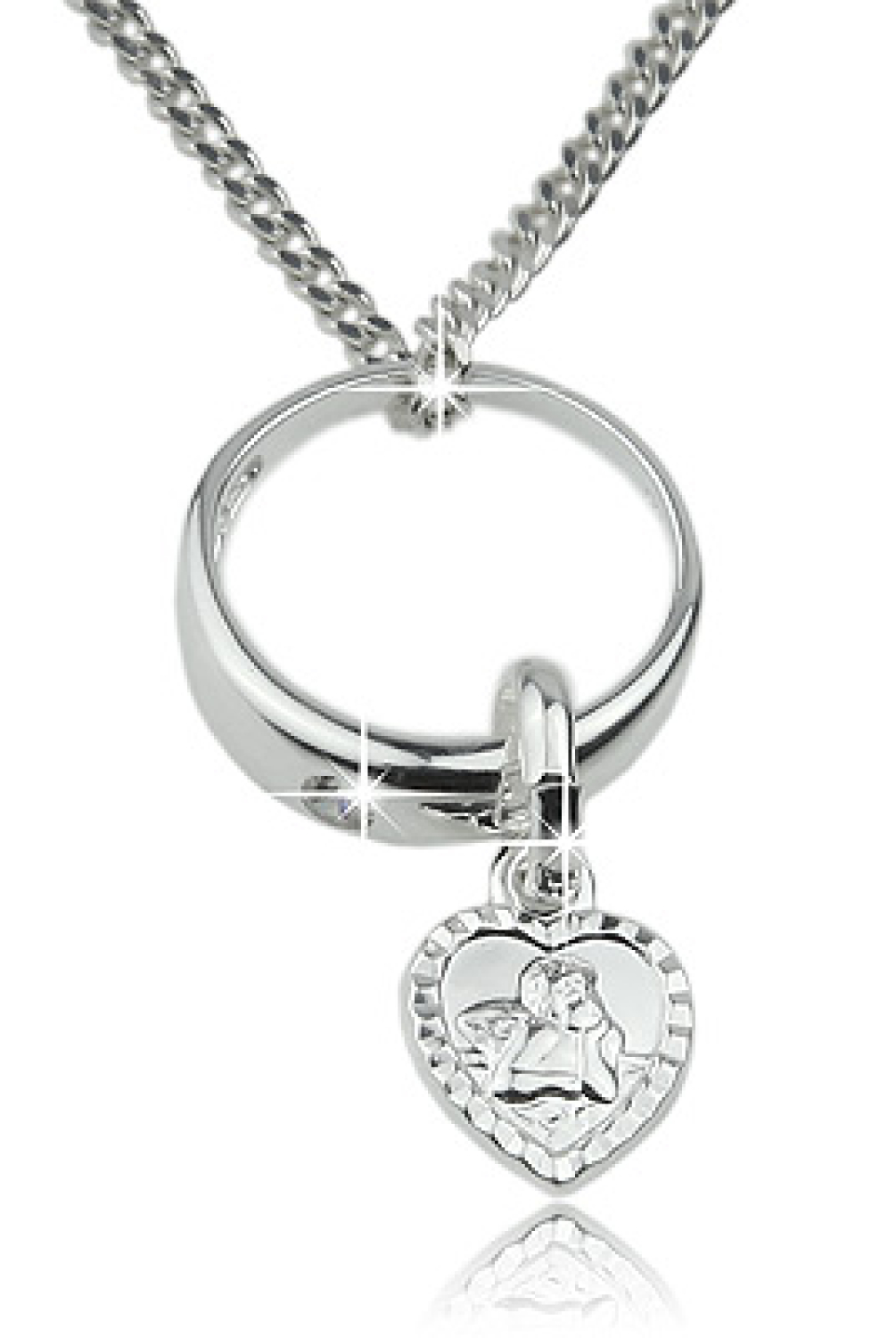 Der Taufring mit Schutzengel Anhänger in Herzform und Kette! Echt Silber - Das geniale Schmuckset zur Taufe -