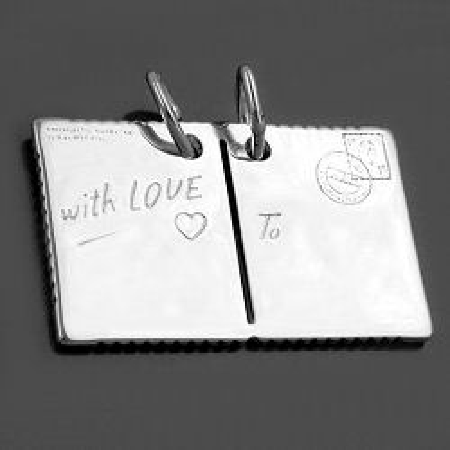 Der wunderschöne  Partnerschmuck - Anhänger Postkarte with Love - Echt Silber