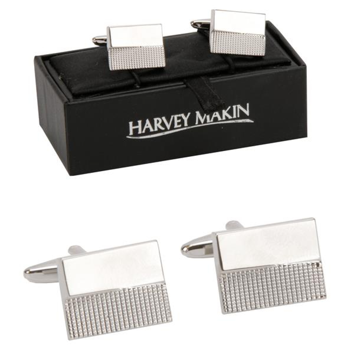 Die Unisex Manschettenknöpfe Silber - Glänzend / Geriffelt