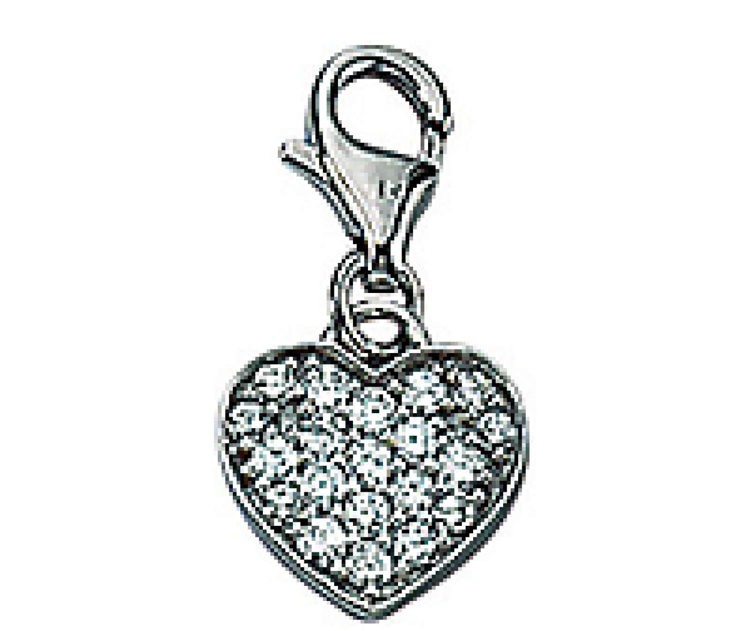 Charm Herz mit Strasssteinen - Echt Silber, 925 - Rhodiniert