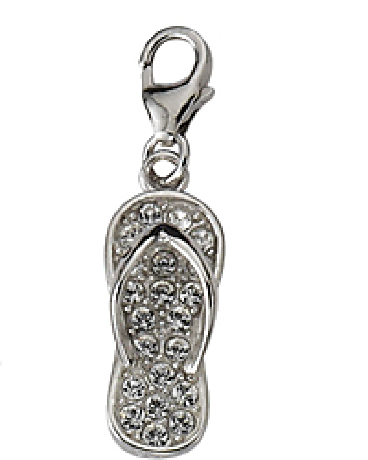 Charm Sommerschuh mit Strass- Echt Silber 925 -  Rhodiniert