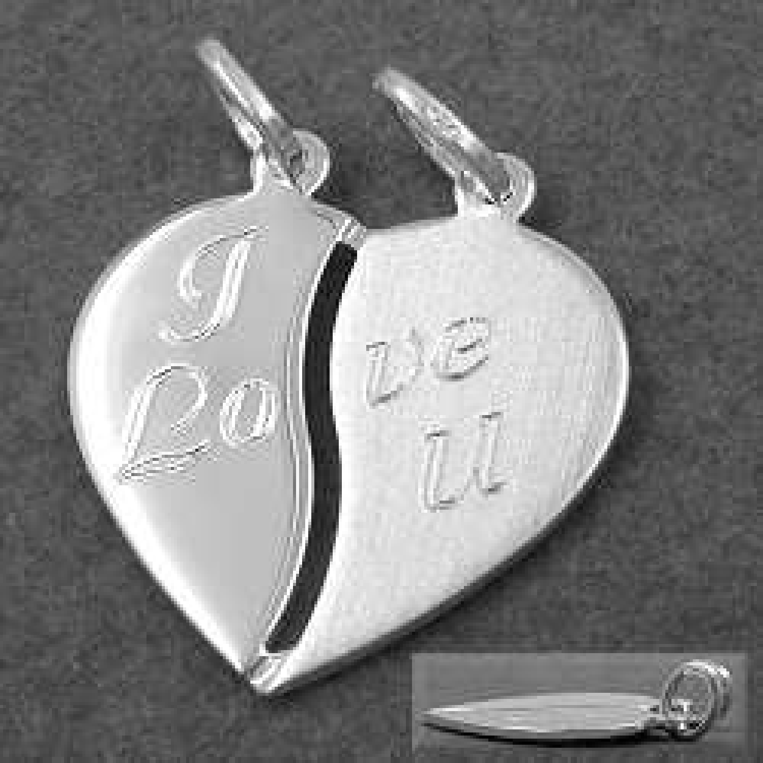 Der schöne Partneranhänger Herz - I love you - Echt Silber 925