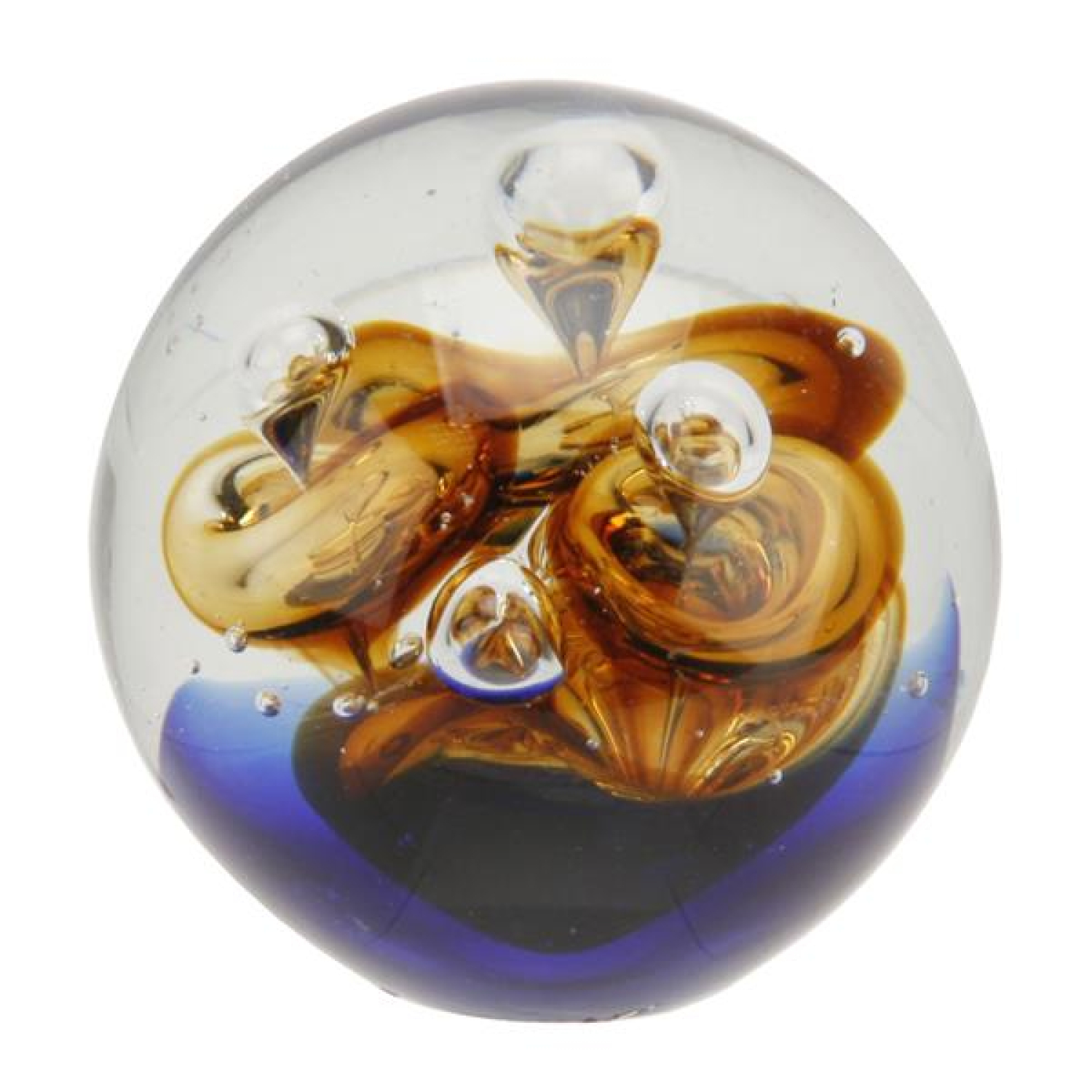 Der massive Briefbeschwerer aus Glas - Blau Grün Gold