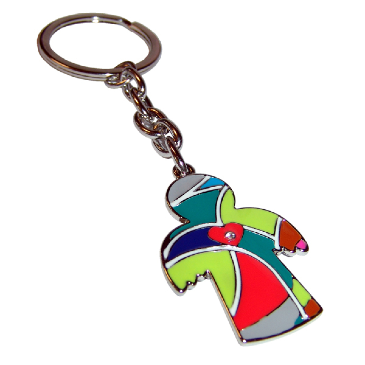 Der farbenfrohe Schlüsselanhänger Engel im Mosaik Design