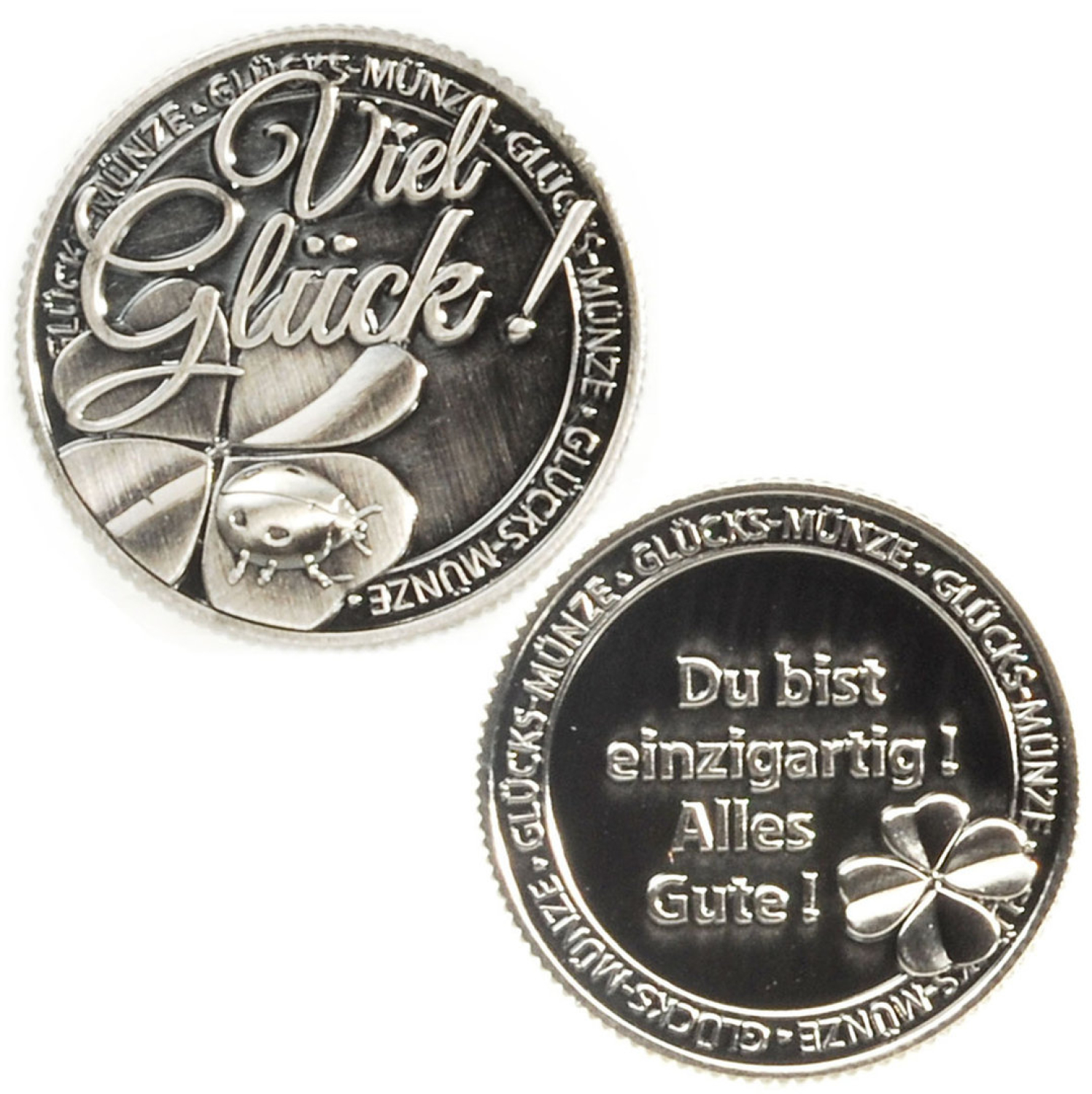 Die silberne Glücksmünze " Viel Glück" - Du bist einzigartig!