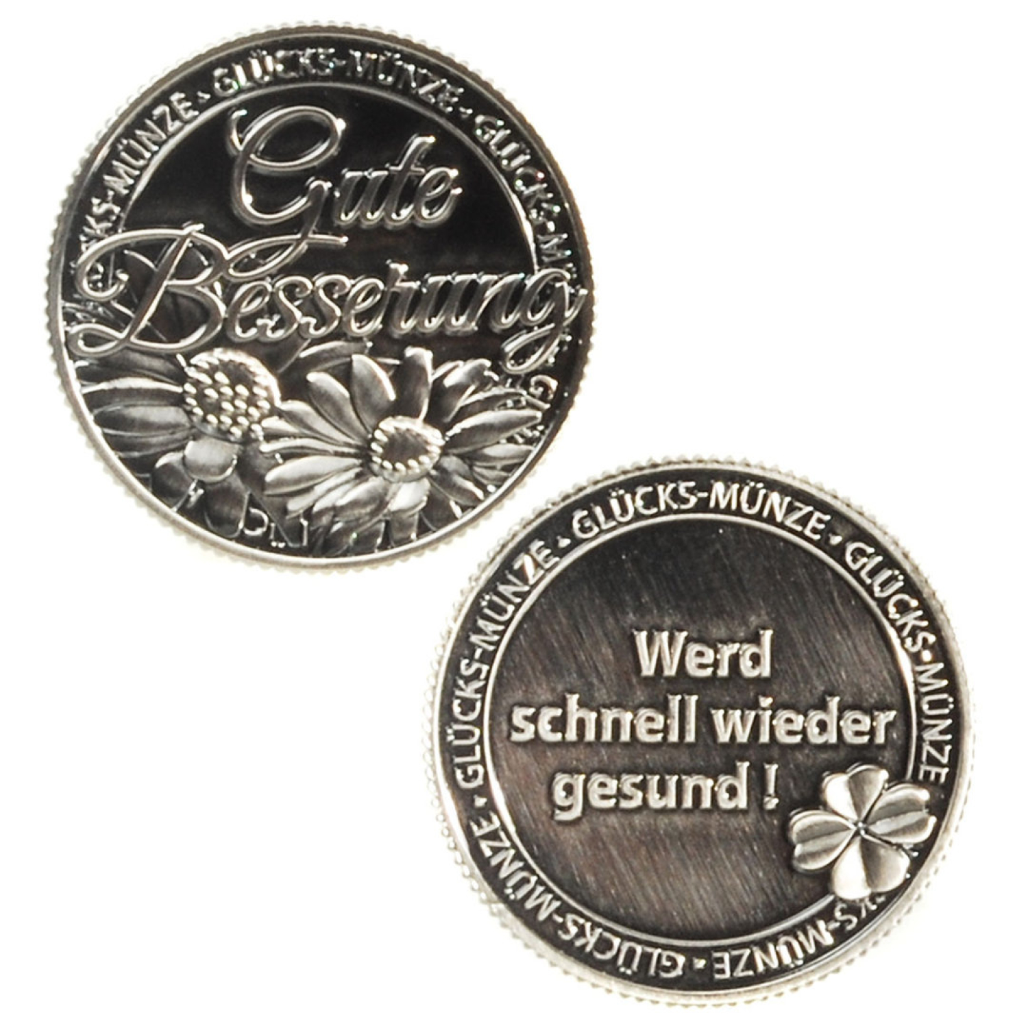 Die Glücksmünze aus Metall "Gute Besserung" - Werd schnell wieder gesund!