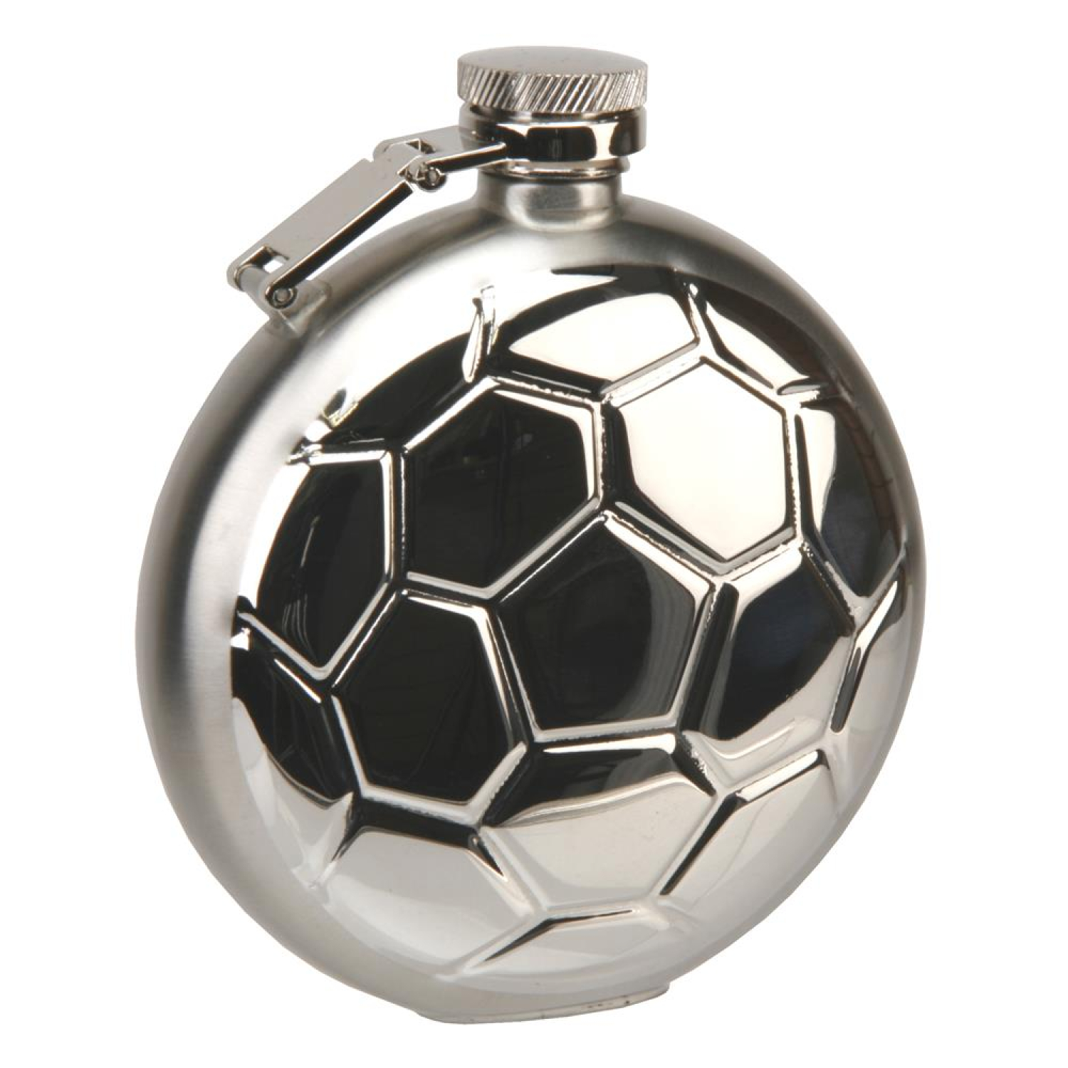 Der massive Edelstahl Flachmann im Fussballdesign