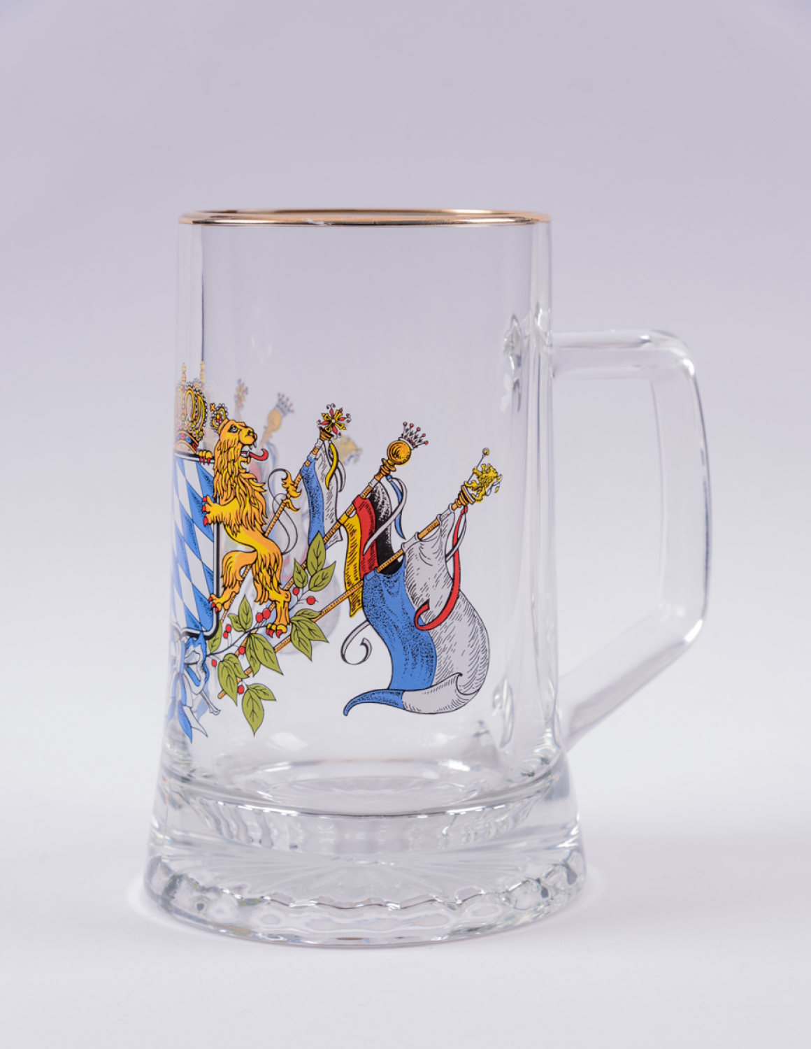 Sternbodenseidel 0,4 l ? Klarglas mit Bayernwappen & Goldrand