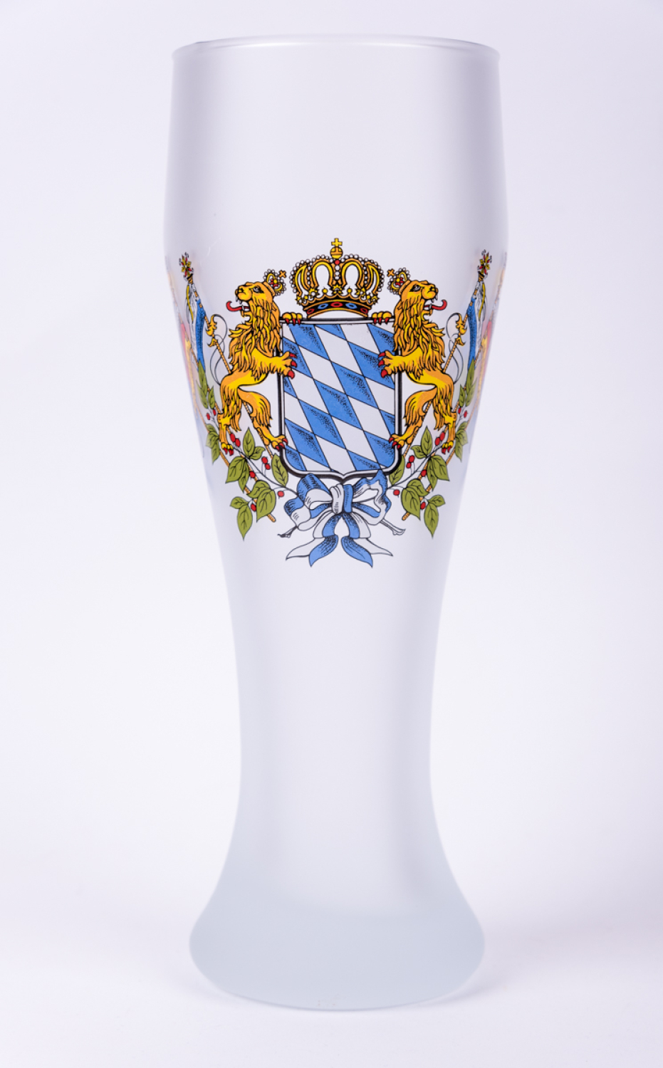 0,5 l Weißbierglas mit Bayernwappen - optional mit Schriftzug - Weizenbierglas Satiniert