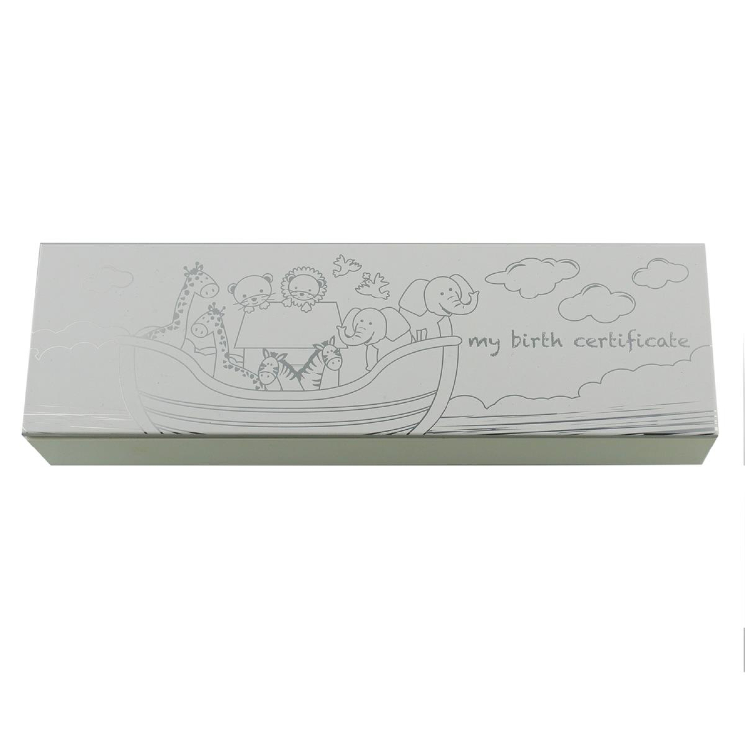 Die schöne MDF-Dose für die Geburtsurkunde - Taufgeschenk aus der Arche Noah-Reihe
