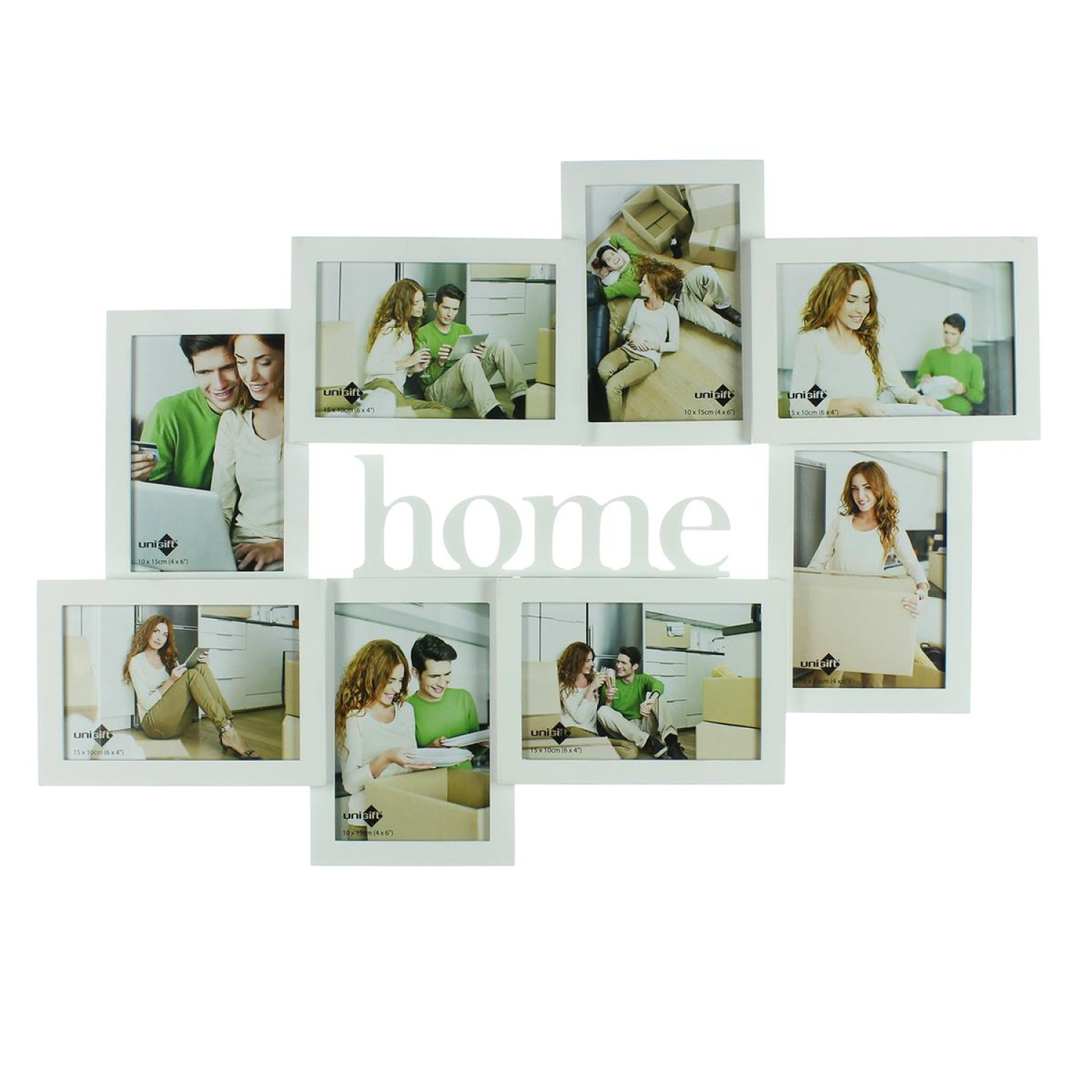 Der geniale Collage Bilderrahmen "home" für 8 große Fotos!
