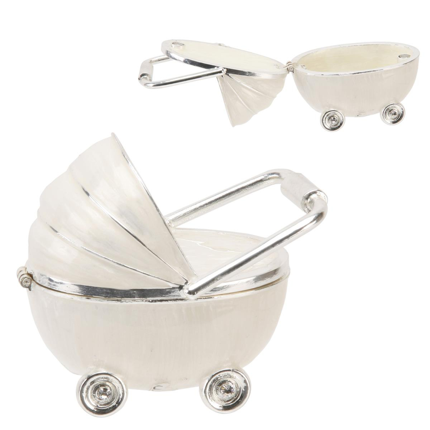 Der süsse Kinderwagen -  Schmuckdose perlmuttfarben