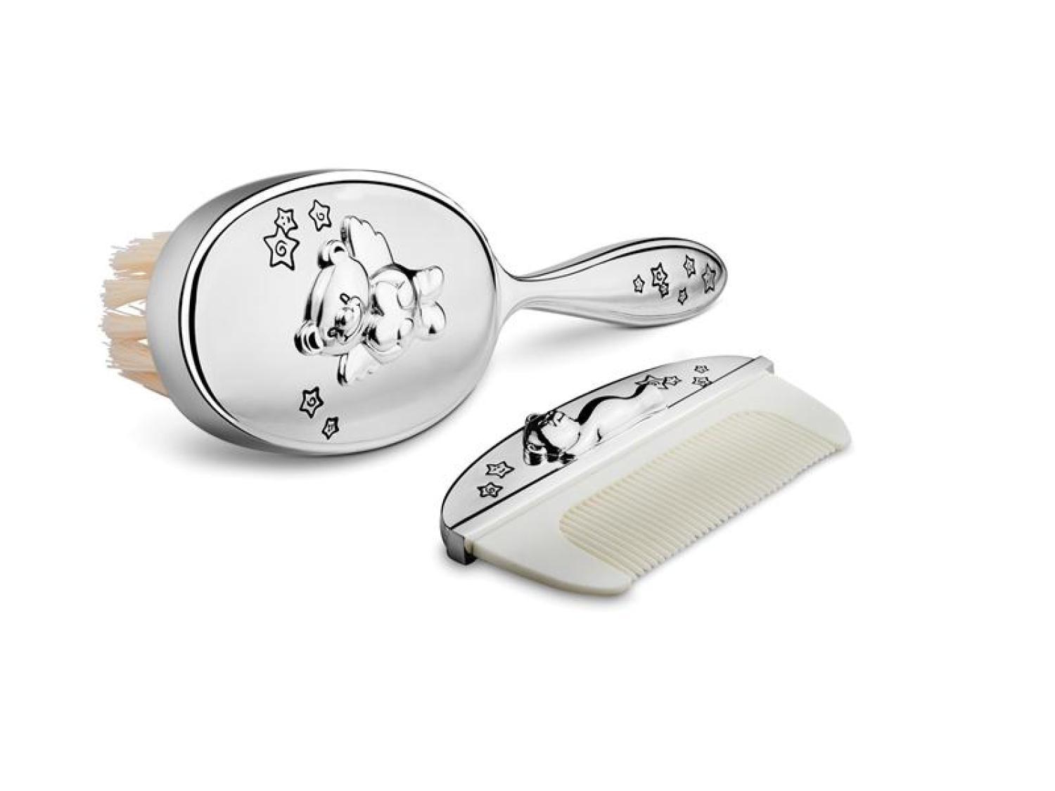 Das silberne Geschenkset Babys Kamm und Bürste - Taufgeschenk