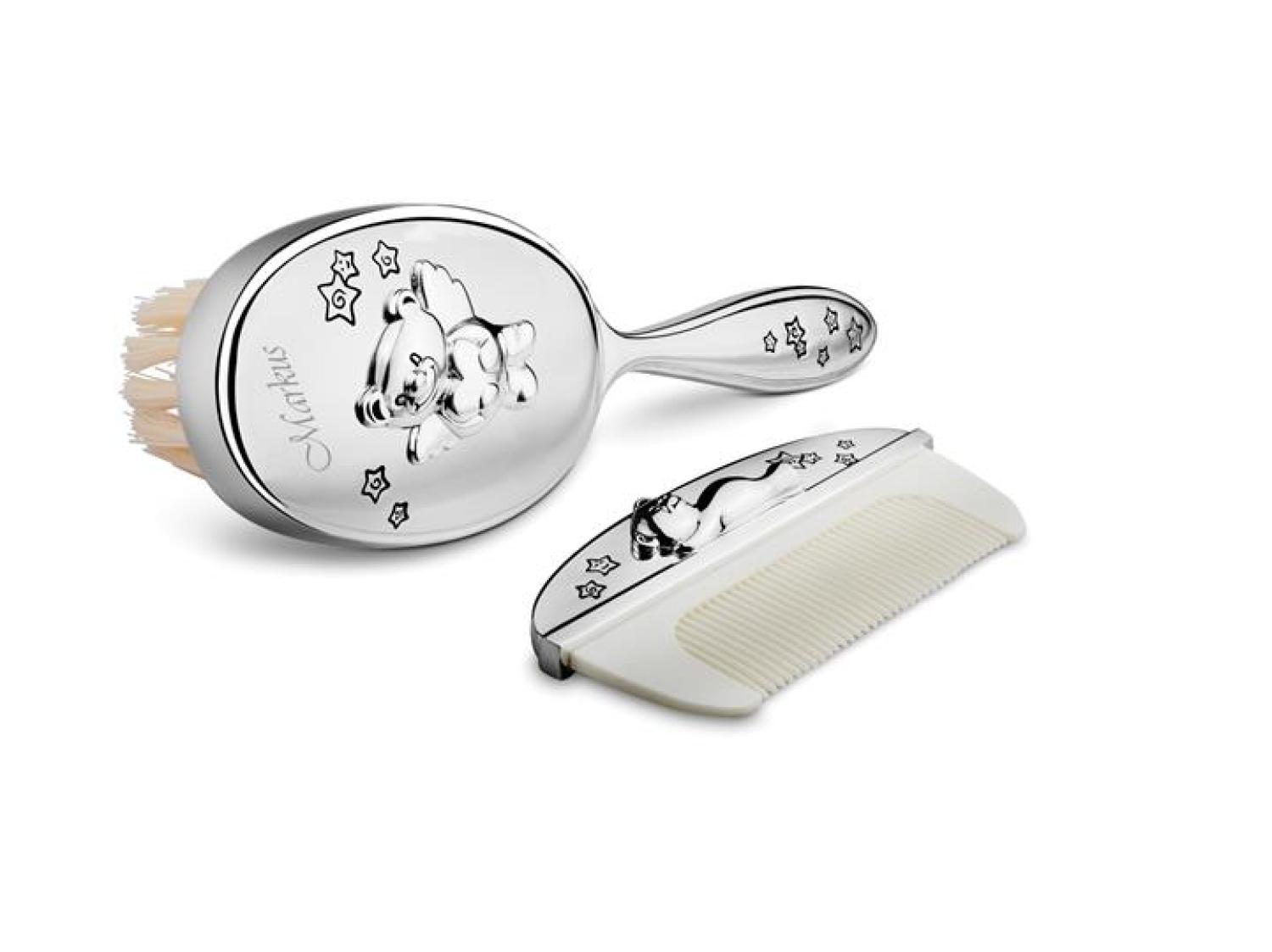 Das silberne Geschenkset Babys Kamm und Bürste - Taufgeschenk