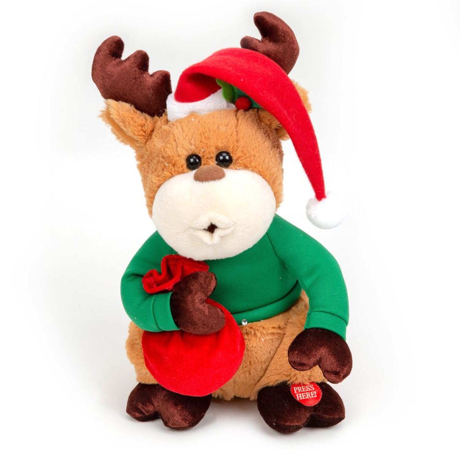 Rudolf das niedliche Rentier pfeifft Jingle Bells und wünscht frohe Weihachten