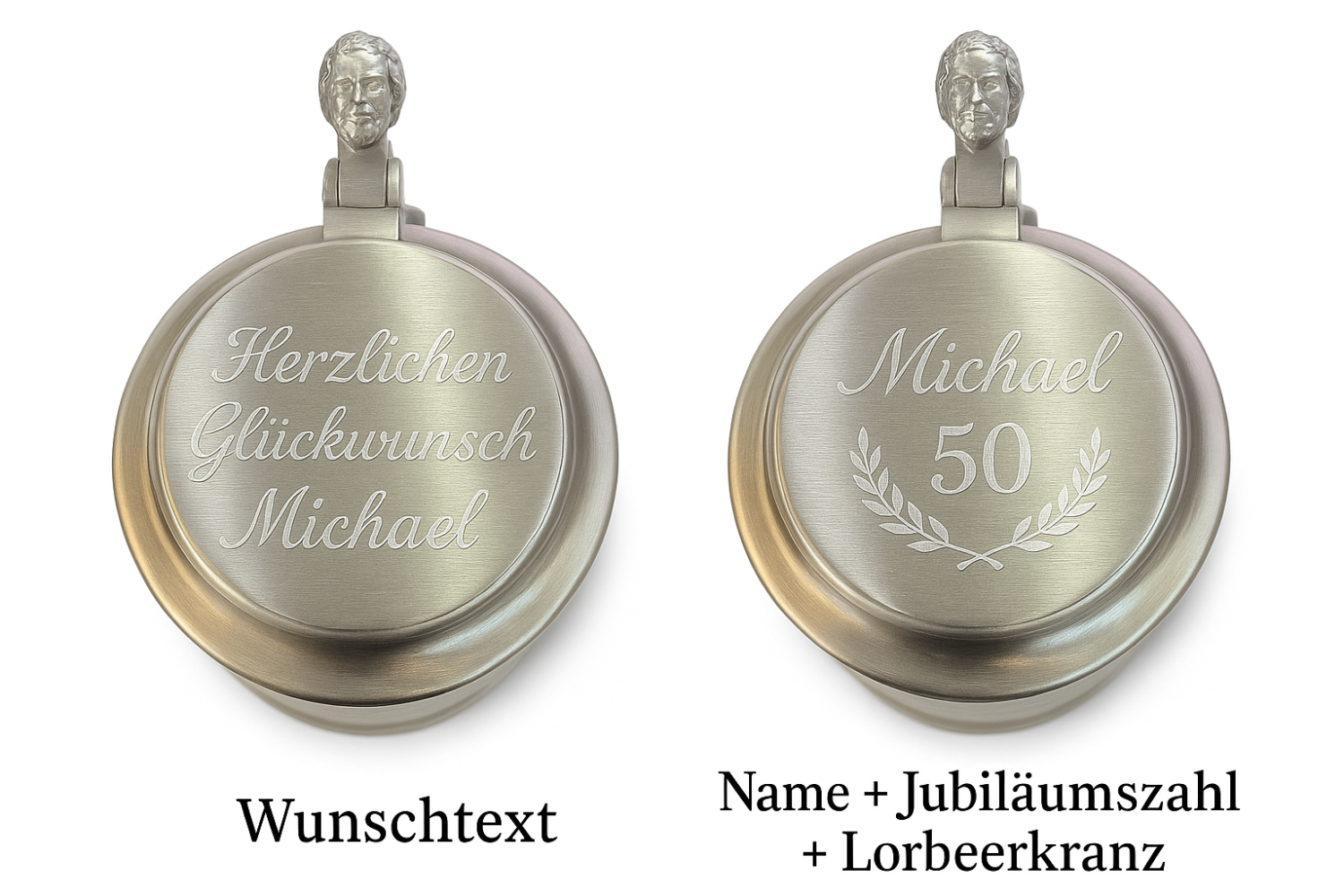 Bierkrug Deutschland-Adler mit Zinndeckel, Porzellankrug, Handarbeit, Gravurfähig
