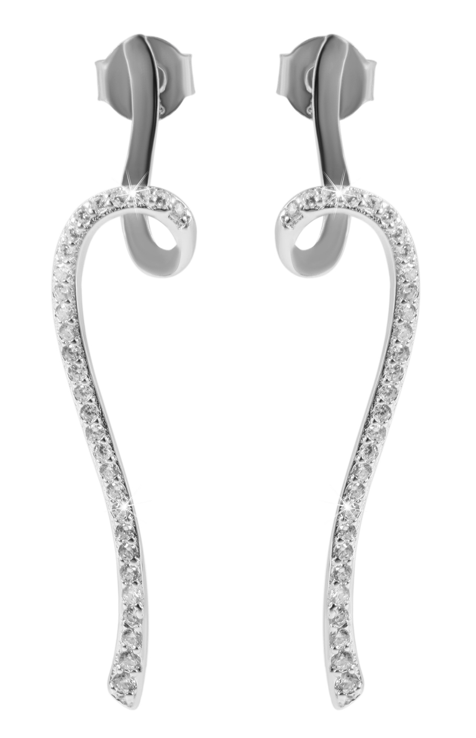Lange, spiralförmige Ohrstecker mit Zirkonia Echt Silber 925