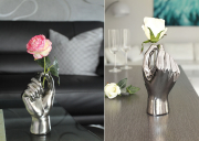 Keramik Vase Hand in Silber, die besondere Dekorationsvase